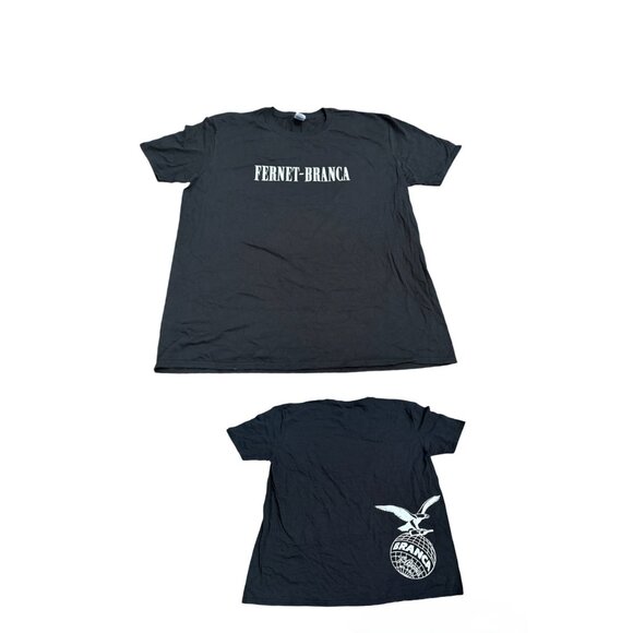 Fernet Branca Shirt Mens XL Black White 2 Sided Offset Back Logo Gildan t Shirt - Picture 1 of 14